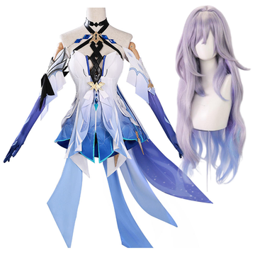 Genshin Impact Costume Skirk Cosplay Blue Dress For Adult Female Halloween Carnival Suit